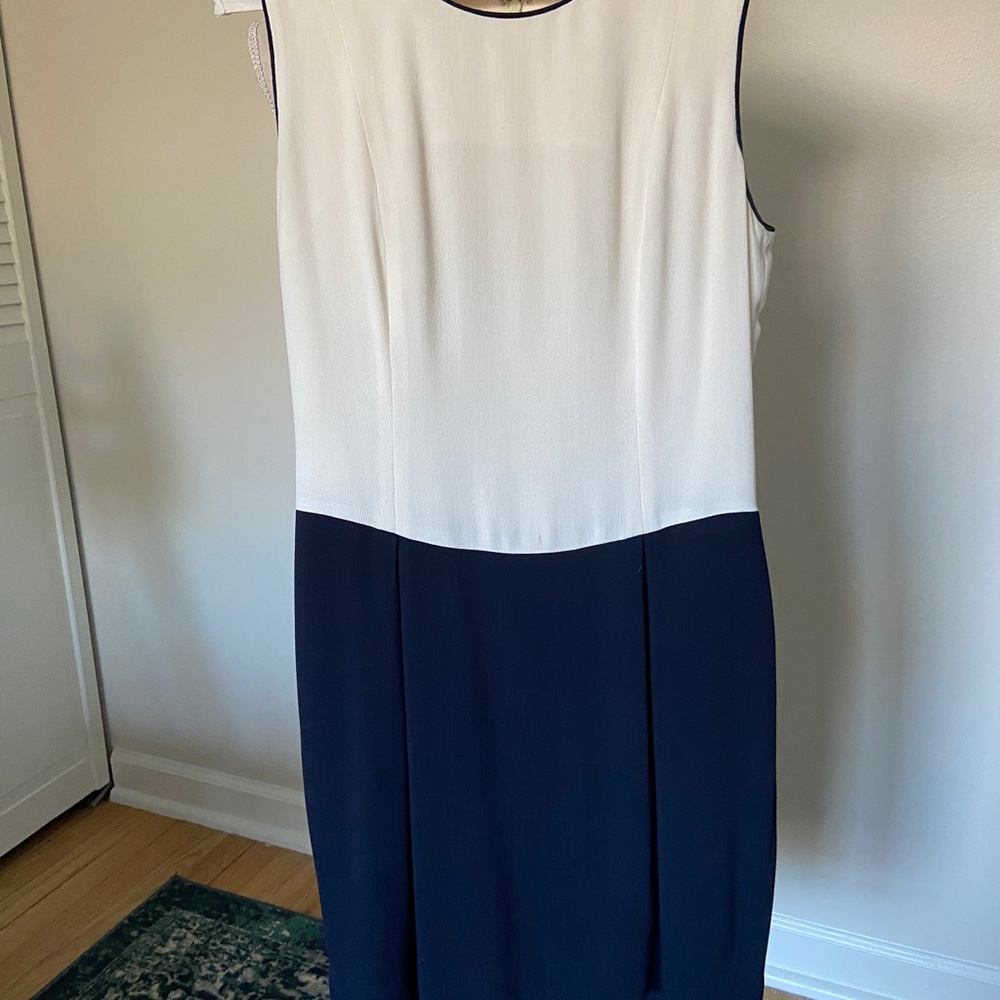 Navy and white dress
